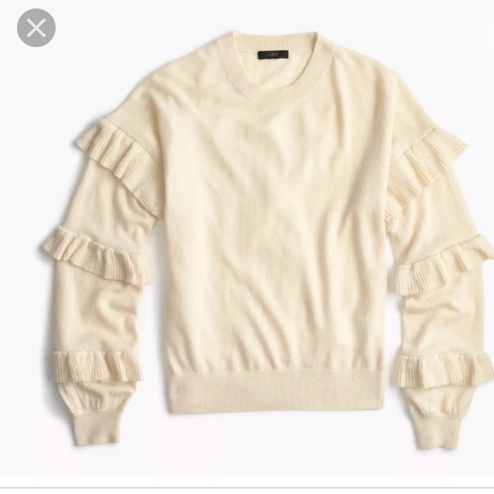 J Crew Ruffle Sleeve Sweater Sz S